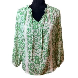 Elegant Hope & Harlow Green Floral Blouse | Sz M